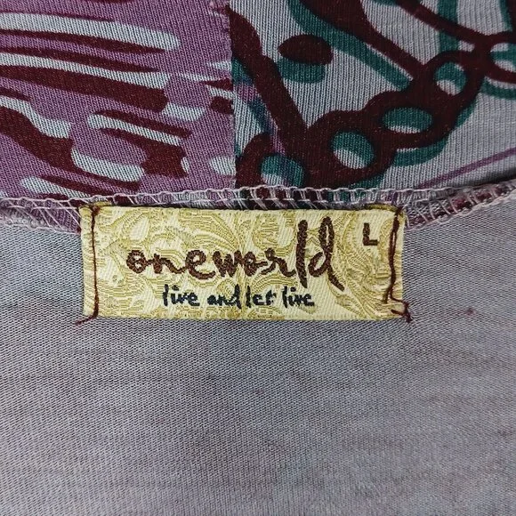 One World, Large, Butterfly Print Wrap, Ruched Sleeves, Blue/Purple/Maroon, Boho - Picture 2 of 16